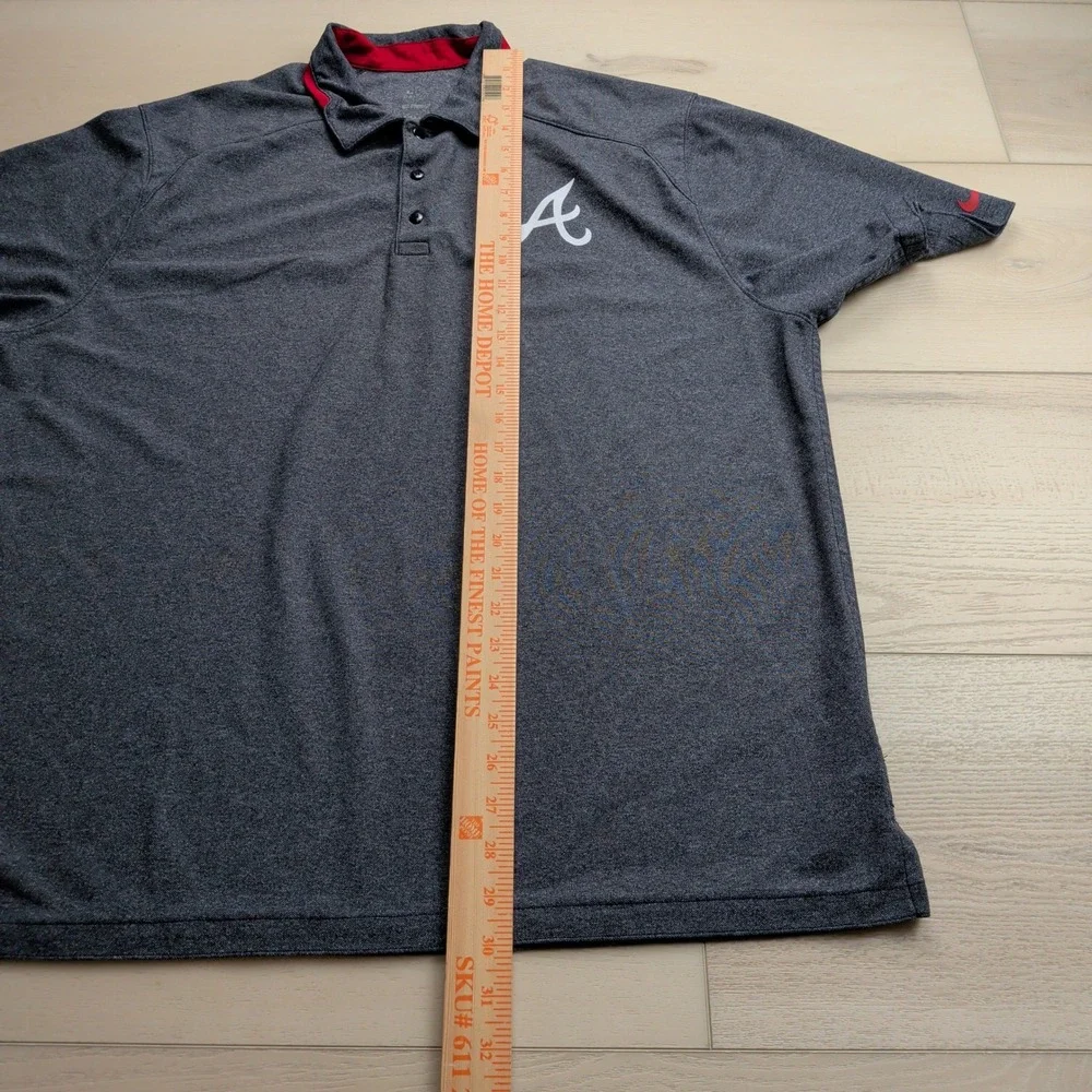 Nike Atlanta Braves MLB Dri-FIT Polo Shirt Mens XL Gray Heather Golf Baseball